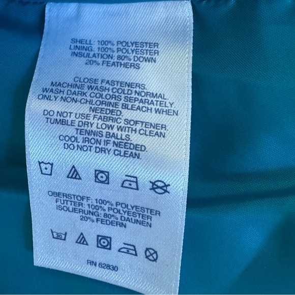 Land’s End Vest Blue Teal Puffer Sleeveless Full Zip Down Feathers Blend XS 2-4 - Picture 6 of 7
